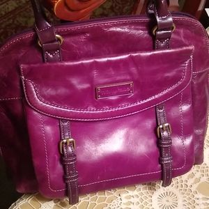 Tignanello Purple Wine Color Leather Satchel Bag